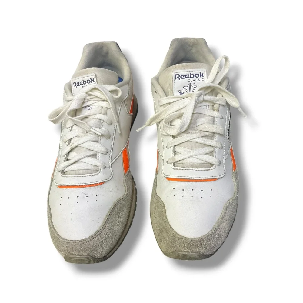 Reebok Classic Nylon Mens White Grey Orange Purple Retro‎ Sneakers DV8145 Sz 9.5